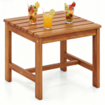 17” Acacia Wood Outdoor Side Table, Square Slatted Patio End Table with Drainage Design, Heavy‑Duty Reinforced Frame Bistro Table for Backyard Garden Poolside - Image 4