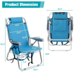 5-Position Adjustable Backpack Beach Chair with Storage Bag, Cooler Pouch & Side Bags — Ideal for Beach, Pool, Lawn - Image 3