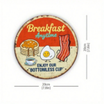 CIFbuy 1Pc Vintage Rustic Retro Metal Wall Sign 8x8Inch Bacon Eggs Pancakes Breakfast Pattern Durable 2D Flat Art Decor Sign For Home K TikTok, TikTok, me K Self-pickup Logiopics - Image 2