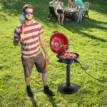 Electric BBQ Grill with Stand, Portable Double Layer Indoor/Outdoor Electric Grill for Indoor & Outdoor Use, 1600W, Red - Image 8