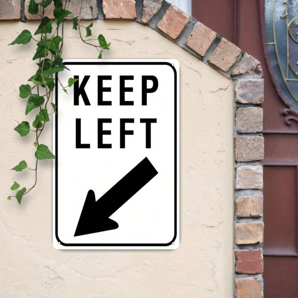CIFbuy Keep Left Arrow 2D Flat Metal Tin Sign 12x8 Inch, 12x8 Inch, Rust Resistant Unframed Wall Art, Vintage Garden Outdoor Home Decor, Garden Outdoor Home Decor, Ideal Gif Flat MetaikTok, Flat MetaikTok, Vintage Garden Outdoor Home Decor Self-Ruckup LogiopGifall