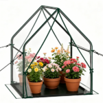 36" x 36" x 43" Mini Outdoor Greenhouse with Detachable PE Bottom Mat, Heavy‑Duty Metal Frame Small Grow Tent with Wind Ropes & Ground Stakes for Garden Balcony Patio