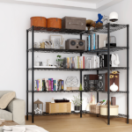 5-layer double row, freely adjustable layer spacing, with adjustable feet, display stand, iron, 177*40*180cm, powder-coated black - Image 16