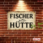 CIFbuy Vintage German HÜTTE 2D Flat Metal Sign, Fishing Theme Wall Art With Fun Quotes, Farmhouse Decor For Home Bar Gar 2D FlaikTok, 2D FlaikTok, Self-Thckup Logiopar - Image 3