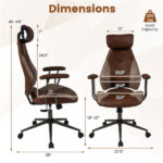 Brown Color Blocking Office Chair with 2D Adjustable Headrest, Ergonomic High-Back Desk Chair 330 lbs Capacity - Image 4