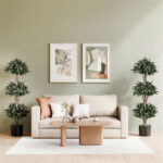 51" Artificial Boxwood Topiary Tree with 59 Flowers, Realistic Faux Evergreen Plant - Purple - Image 6