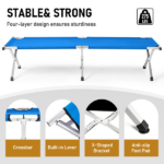 Portable Folding Camping Cot with Carrying Bag Army Blue - Image 5