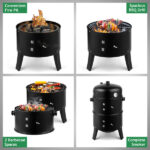 80*41*48cm Iron Spray Smoker Carbon Grill Black - Image 21