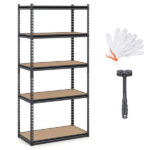 5-Tier Heavy Duty Black Garage Shelving Unit, 72" H x 36" W x 18" D 2200 LBS Load Capacity Boltless Storage Rack