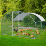 10 x 10 ft Large Metal Chicken Coop, Walk-in Poultry Cage Chicken Hen Run House with Waterproof Cover, Rabbits Cats Dogs Farm Pen for Outdoor Backyard Farm Garden - Image 9