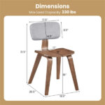 Set of 2 Dining Chair Set (Grey&Walnut), Teddy Velvet Upholstery & Plush Padded Design - Image 5