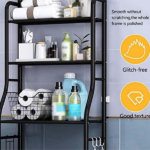 Over The Toilet Storage Rack, 3 Tier Freestanding Bathroom Organizer Shelf, Anti-Rust Metal Space Saving Laundry & Toilet Storage Rack, Black - Image 6