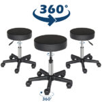 Round Stool Plastic Arch Feet Rotation Bar Stool Black - Image 16