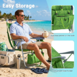17 Inch Seat Height Beach Chair for Adults, Folding Portable Camping Chair with Headrest, Cup Holder, Side Pocket & Bottom Storage Bag, 7-Position Adjustable Aluminum Beach Chair, Heavy Duty 265 LBS Capacity, Oxford Fabric for Beach, Patio, Pool, Summer Palm Print - Image 26