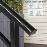 [Same Code 04286986]Handrails for Outdoor Steps, Wrought Iron Handrail Fits 1 to 4 Steps, Transitional Handrail with Installation Kit, Black - Image 13