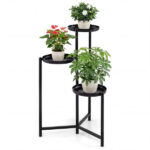 3-Tier Staggered Metal Plant Stand, Black Rustproof Corner Plant Shelf with Anti-Scratch Feet - Image 2