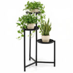 3-Tier Staggered Metal Plant Stand, Black Rustproof Corner Plant Shelf with Anti-Scratch Feet - Image 4