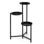 3-Tier Staggered Metal Plant Stand, Black Rustproof Corner Plant Shelf with Anti-Scratch Feet - Image 5