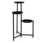 3-Tier Staggered Metal Plant Stand, Black Rustproof Corner Plant Shelf with Anti-Scratch Feet - Image 6