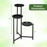3-Tier Staggered Metal Plant Stand, Black Rustproof Corner Plant Shelf with Anti-Scratch Feet - Image 7