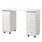 Double Edged Manicure Nail Table with Drawer White - Image 11