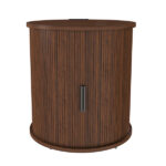Mid Century Modern Cylinder End Table with Built-in Charging Station & Sliding Door, 2-Tier Storage Round Nightstand with USB Ports, Walnut Bedside Table for Living Room, Bedroom, Entryway - Image 12