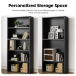 5-Tier Bookshelves with Adjustable Shelves, Floor Standing Bookcase for Home & Office Storage, Black - Image 4