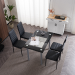 4pcs Elegant Assembled Stripping Texture High Backrest Dining Chairs Black Replace encoding 13028198-18410366 - Image 63