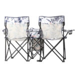 Portable Outdoor 2-Seat Folding Chair with Removable Sun Umbrella Coconut Tree - Image 13