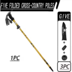 black Five section folding folding trekking pole for hiking and walking - lightweight 7075 aluminum, strong outer lock and high-density EVA grip, men's and women's foldable, stretchable, camping equipment, gifts for hiking friends and family - Image 6