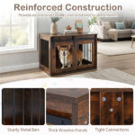31.5" Dog Crate Furniture with Sliding Barn Door, Wooden Dog Kennel End Table for Indoor Use - Rustic Brown - Image 4