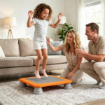 25.5 Inch Kids Mini Trampoline with Non-Slip EVA Jumping Surface, Rounded Edge PU Foam Foot Pads Compact Indoor Outdoor Balance Bounce Toy for Toddlers Ages 3+ Orange - Image 3