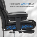 Office Chair with Foot Rest and Waist Lumber Support, Ergonomic Gaming Chair with Adjustable Height Headrest, High-Back Leather Reclining Chair for Home, Black - Image 7