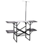 Foldable Aluminum Camping Kitchen Table Heat Resistant Tabletop Detachable Lamper , 4 Foldable Side Trays Mesh Storage Rack Hanging Hooks 154lbs Load Capacity with Carry Handle for Camp Tailgate RV Picnic - Image 10
