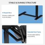Adjustable Overbed Table with Wheels, Mobile Rolling Laptop Desk, Tilting Bedside Table for Laptop, Bed, Sofa, and Office Use, Black (Shipment from Walmart) - Image 3