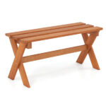 36" Teak Oil Hardwood Backless Garden Bench, 660 LBS Load Capacity 2-Person Outdoor Bench - Image 3