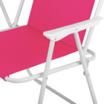 1 Pack Folding Beach Chair with Umbrella, XL Size, 15" Seat Height, Barbie Pink, Steel Spring Chair with Cross Bar, Oxford Cloth, 120kg Capacity - Image 5