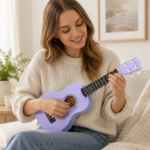21in Linden wood body rosewood fingerboard ukulele, cotton bag, capo, strap, picks*2, tuner Strings Dust cloth - Image 11