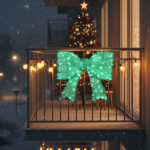 Pre-lit Outdoor Giant Bowknot Christmas Decoration, Lighted Metal Frame with 124 Green LED Lights, for Front Door Gate Wall Indoor Outdoor Holiday Party, Green - Image 6