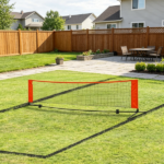 10ft Portable Multi-Sport Net Set - Soccer Tennis/Pickleball/Badminton/Mini Tennis with Sideline for Training Red Includes Storage Bag