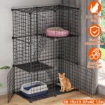 Cat Cage DIY Indoor Pet Home Small Animal House Detachable Playpen with 3 Doors 3 Tiers for Kitten Puppy Bunny Exercise. (Black 28.15x13.97x42.12in) - Image 4