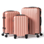 ABS Trolley Case 20in 24in 28in 3PCS Suitcase Set Vertical Striped Frosted Case Suitcase Rose Gold - Image 13