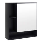 2 in 1 Mirrored Bathroom Wall Cabinet, Space-Saving Medicine Cabinet with Hidden Storage & Shelves - Black - Image 2