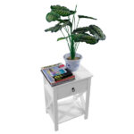 Nightstand Modern End Table, Side Table with 1 Drawer and Storage Shelf, White - Image 8