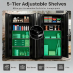 73 Inch Heavy Duty Mobile Steel Storage Locker Cabinet with Keys, Multi-Height Customizable Shelves Smooth Clean Surface Rolling Tool File Cabinet for Home Utility Room - Image 10