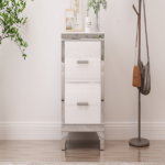 Elegant High Gloss Nightstand with Metal Handle,Mirrored Bedside Table with 2 Drawers for Bedroom,Living Room,White - Image 13
