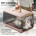 Pink aviation enclosed cat litter box with handle, spacious anti tracking cat toilet, ideal choice for indoor cats and travel - Image 3