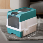 Pink aviation enclosed cat litter box with handle, spacious anti tracking cat toilet, ideal choice for indoor cats and travel - Image 8