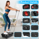 Vibration Plate Exercise Machine with 120 Speed Levels & 2 Resistance Bands, 331Lbs Load Capacity Whole Body Workout Machine USB Music Player for Home Weight Loss & Muscle Toning - Image 3