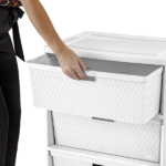 (2 pack) Wide 3 Drawer Tower, Plastic Storage Organizer with Removable Decorative Bins, Easy to Assemble - No Tools Needed, White(Shipment from Walmart) - Image 4